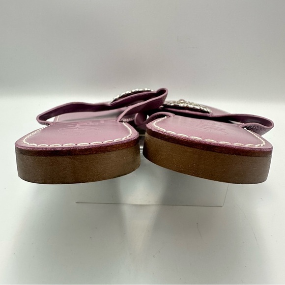 Brighton Lavender Alice Sandal Thong Flat Leather Womens Sz 10M Silver Medallion - Picture 4 of 14